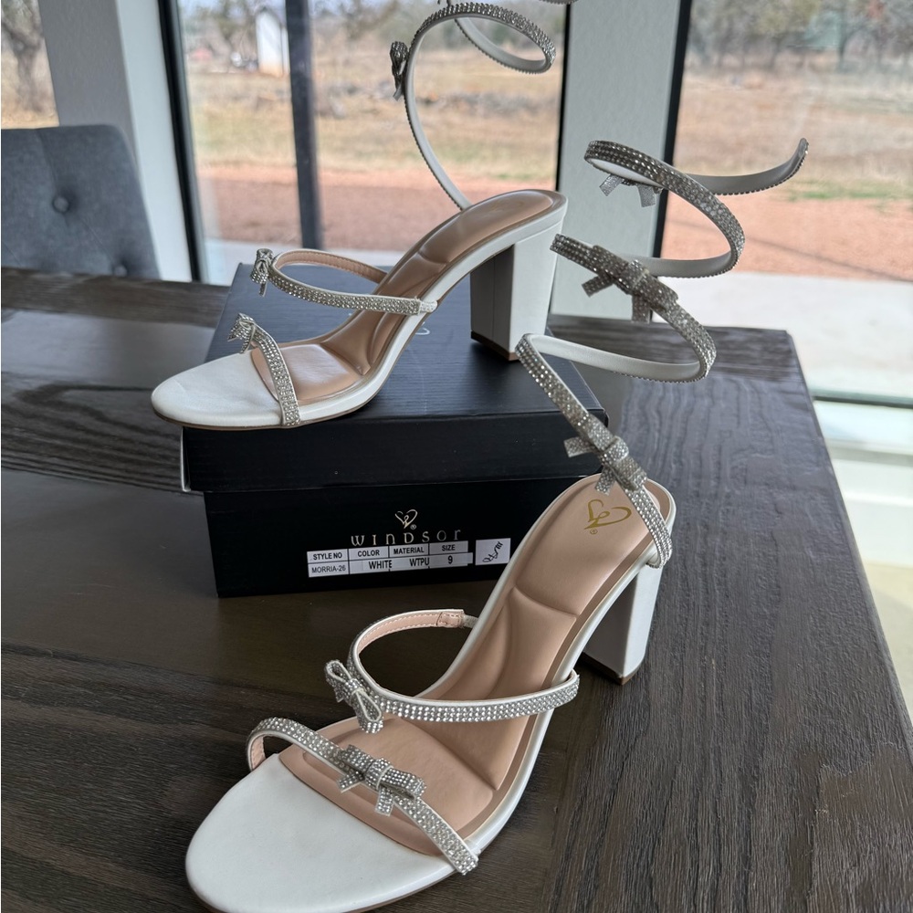 Windsor White and Silver Strappy Heels